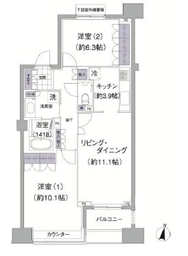 1LDKの間取りの画像