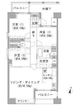 3LDKの間取りの画像